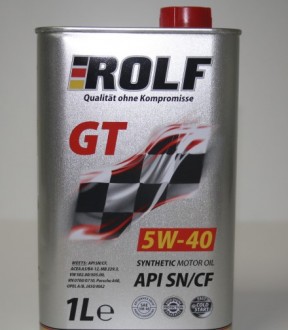 Масло моторное ROLF GT SAE 5W40 API SN/CF синт 1л 657212																		
