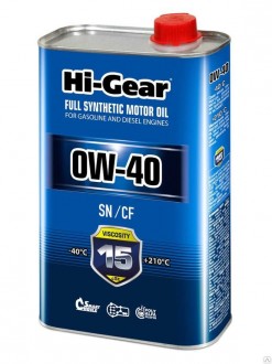 Hi-Gear 0W-40 SN/CF FULL SYNTHETIC MOTOR OIL (1л) Масло моторное синтетическое