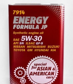 MANNOL Energy Formula JP SAE 5W-30 (4л.) Синт.моторное масло METAL  API SN; ILSAC GF-5; GM dexos1