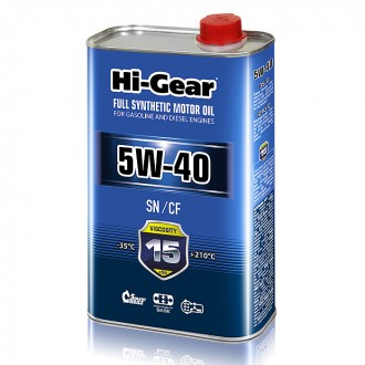 Hi-Gear 5W-40 SN/CF FULL SYNTHETIC MOTOR OIL (1л) Масло моторное синтетическое
