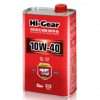 Hi-Gear 10W-40 SL/CF SYNTHETIC BLEND MOTOR OIL (1л) Масло моторное полусинтетическое
