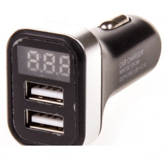 Зарядное устройство (адаптер) 12/24V USBх2 (1.0А+2.1А) с вольтметром Черный в коробке, шт
