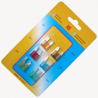 Предохранитель флажковый мини 5-30А на блистере, набор 6шт, шт