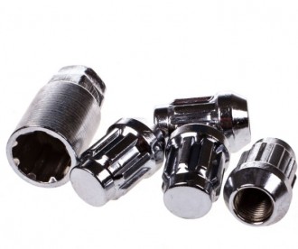 Секретки колеса 2121(гайки)  М12*1,25 Высота 32 мм,закр.,Конус с выступом,5 луч. 1кл.  (Компл.-4 шт., компл