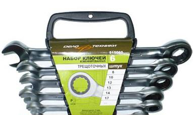 Набор ключей рожково-накидных 6предм. ДТ трещоточных 8,10,12,13,14,17мм
