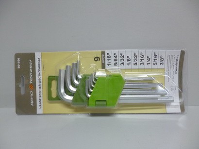 Набор ключей шестигранных 9предм. ДТ дюймовые 1/16'',5/64'',3/32'',1/8'',5/32'',3/16'',1/4'',5/16'',3/8''