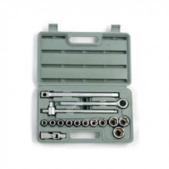 Набор головок торцевых 16предм. ЕРМАК 1/2" 10-27 мм с карданным шарниром