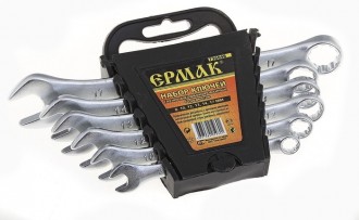 Набор ключей рожково-накидных 6предм. ЕРМАК пластик холдер матовые CRV 8-17мм