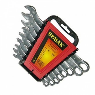 Набор ключей рожково-накидных 8предм. ЕРМАК пластик холдер матовые CRV 8-19мм