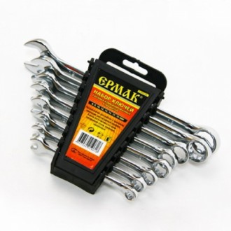 Набор ключей рожково-накидных 8предм. ЕРМАК пластик холдер полированные CRV 8-22мм