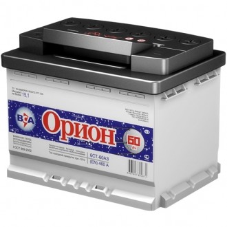Аккумулятор Орион 6СТ-60.0 Емкость [А.ч]: 60 Пусковой ток [А]: 480 Размер [ДxШхВ]: 242x175x190 Поляр, шт