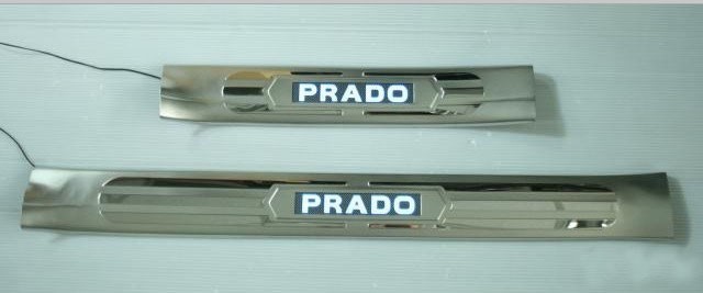 Накладка порога TOYOTA LAND CRUISER PRADO 02-09 диодный хром комплект R+L