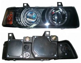 Фара BMW E36 94-00 4D цельная с габаритом черный хрусталь